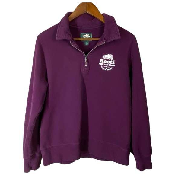 Roots Tops - ROOTS Maroon Long Sleeve 1/4 Zip Sweatshirt size Large